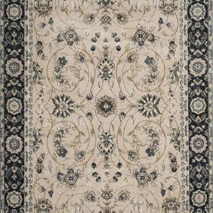 Light Beige and Anthracite Area Rug with Power Loomed Polypropylene