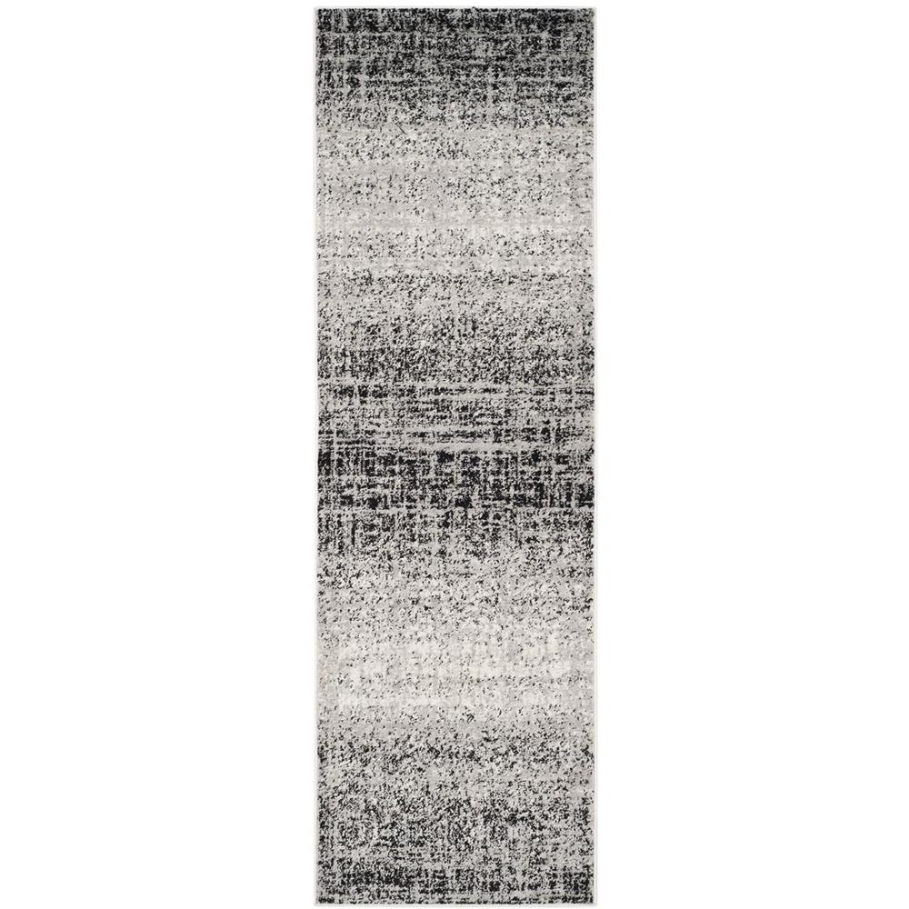 Adirondack, SILVER / BLACK, 2'-6" X 22', Area Rug, ADR116A-222