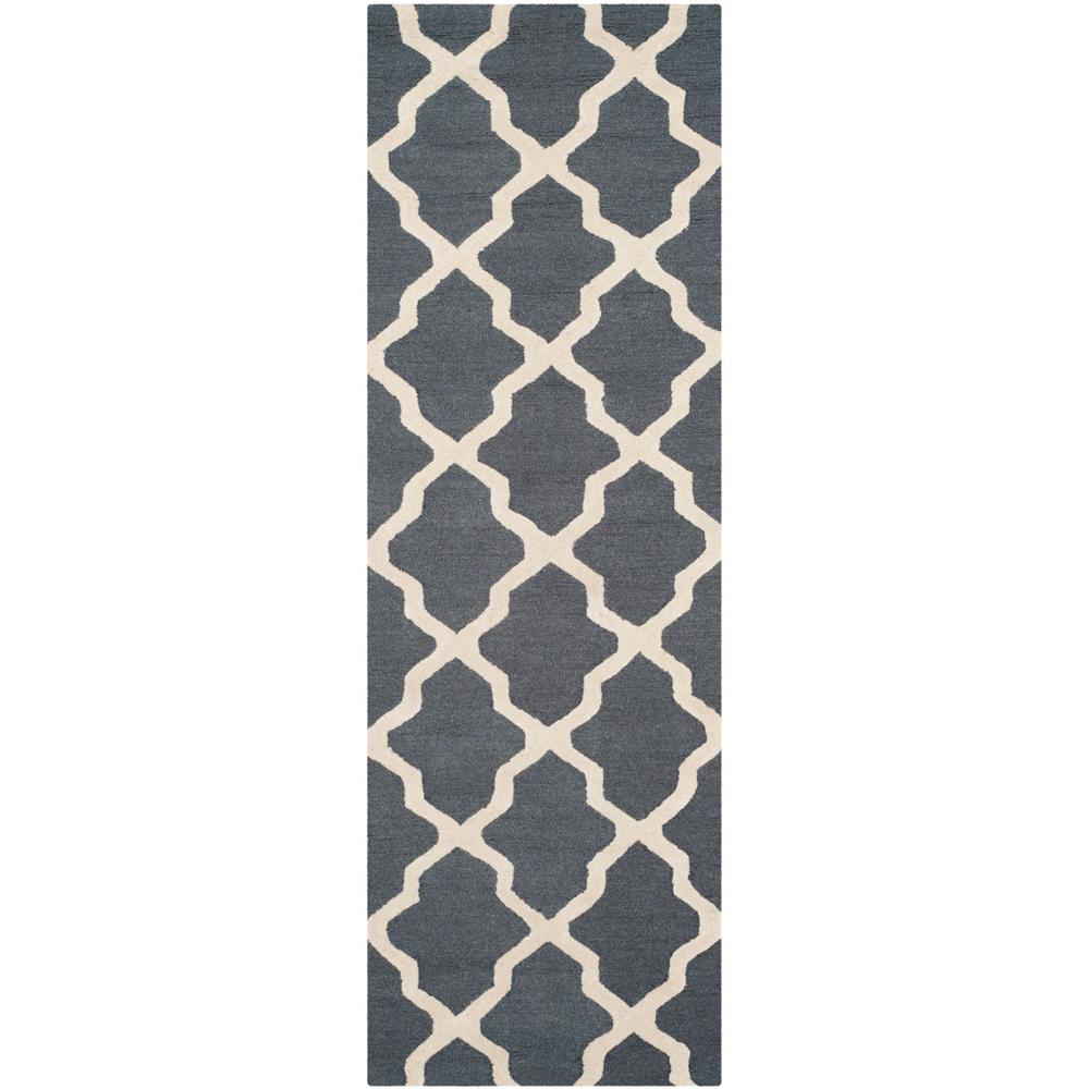 CAMBRIDGE, DARK GREY / IVORY, 2'-6" X 20', Area Rug, CAM121X-220