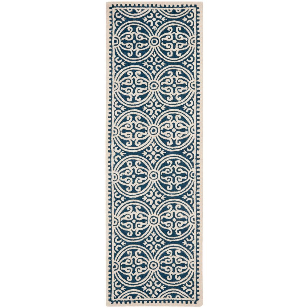 CAMBRIDGE, NAVY BLUE / IVORY, 2'-6" X 20', Area Rug, CAM123G-220