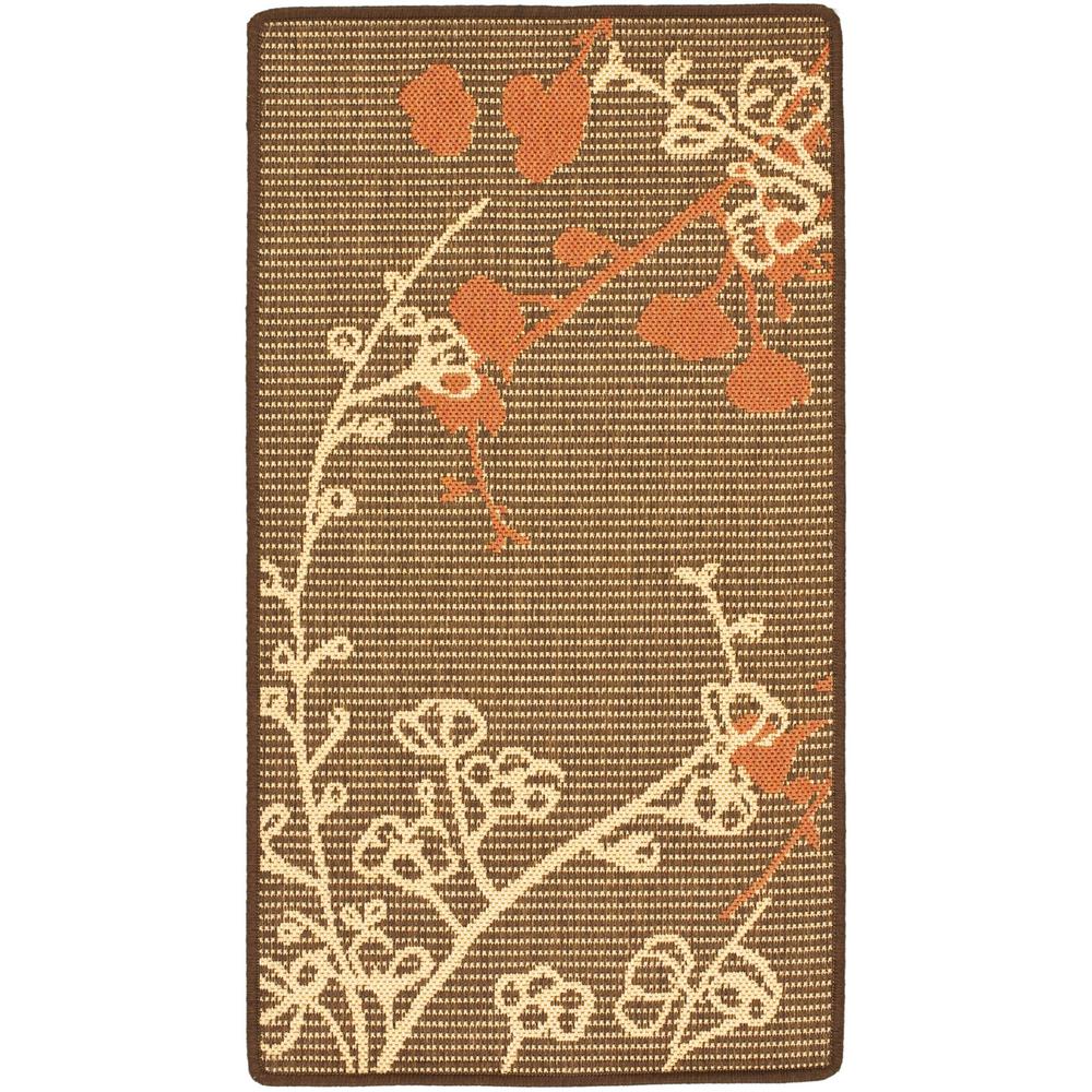 COURTYARD, BROWN NATURAL / TERRACOTTA, 6'-7" X 6'-7" Round, Area Rug