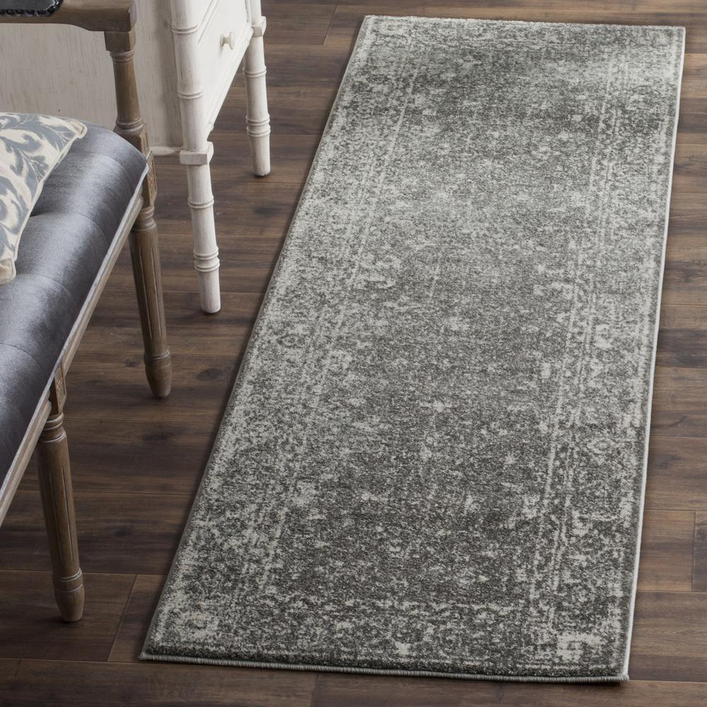 EVOKE, GREY / IVORY, 2'-2" X 21', Area Rug