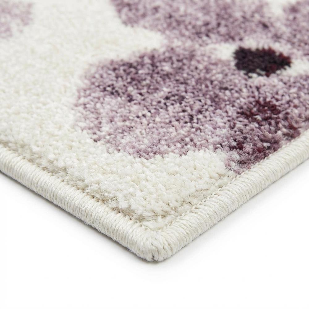 Ivory and Purple Area Rug with Power Loomed Polypropylene Pile, Rectangle Design