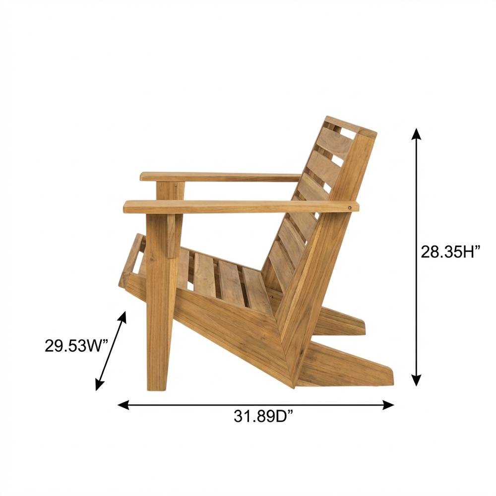Wooden Acacia Adirondack Chair With Oil Finish And Comfortable Seat