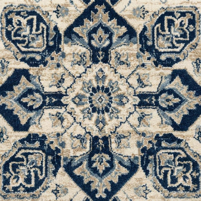 Navy and Creme Area Rug with Power Loomed Construction and Jute Backing