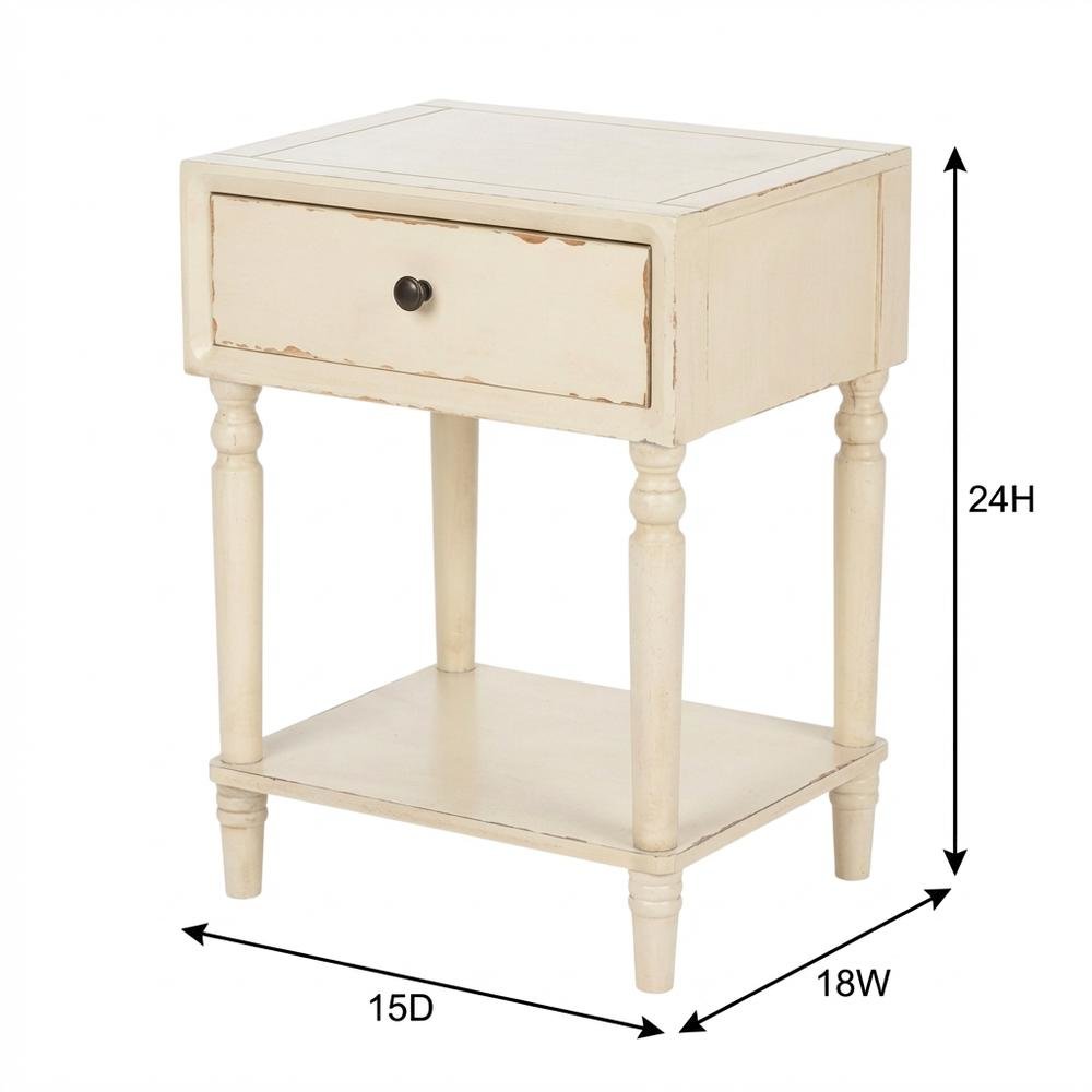 Wood nightstand with storage drawer and open shelf for bedroom decor