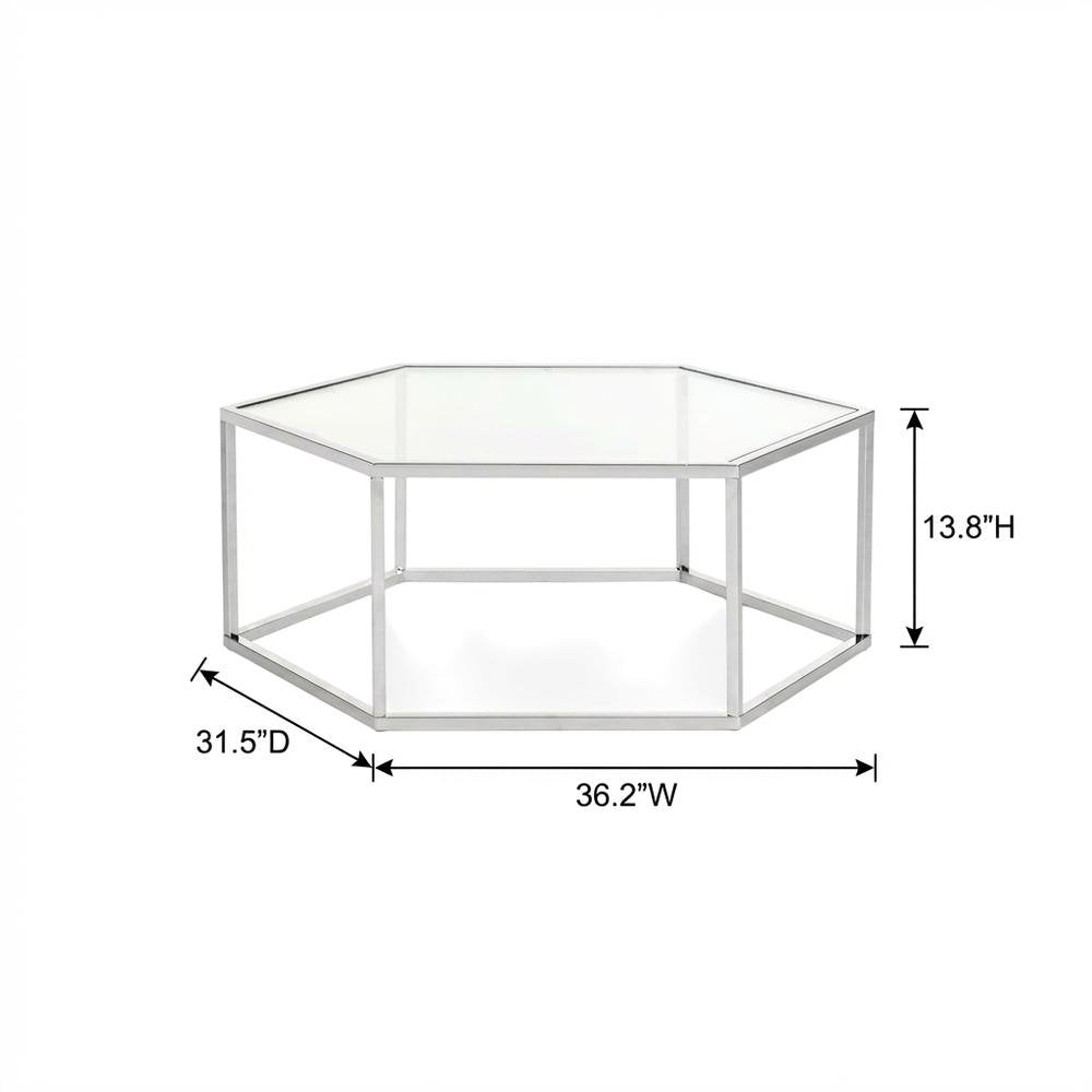 Chrome and Glass Coffee Table with Metal Frame and Modern Design