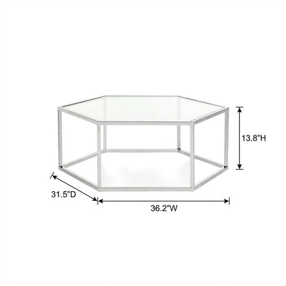 Chrome and Glass Coffee Table with Metal Frame and Modern Design