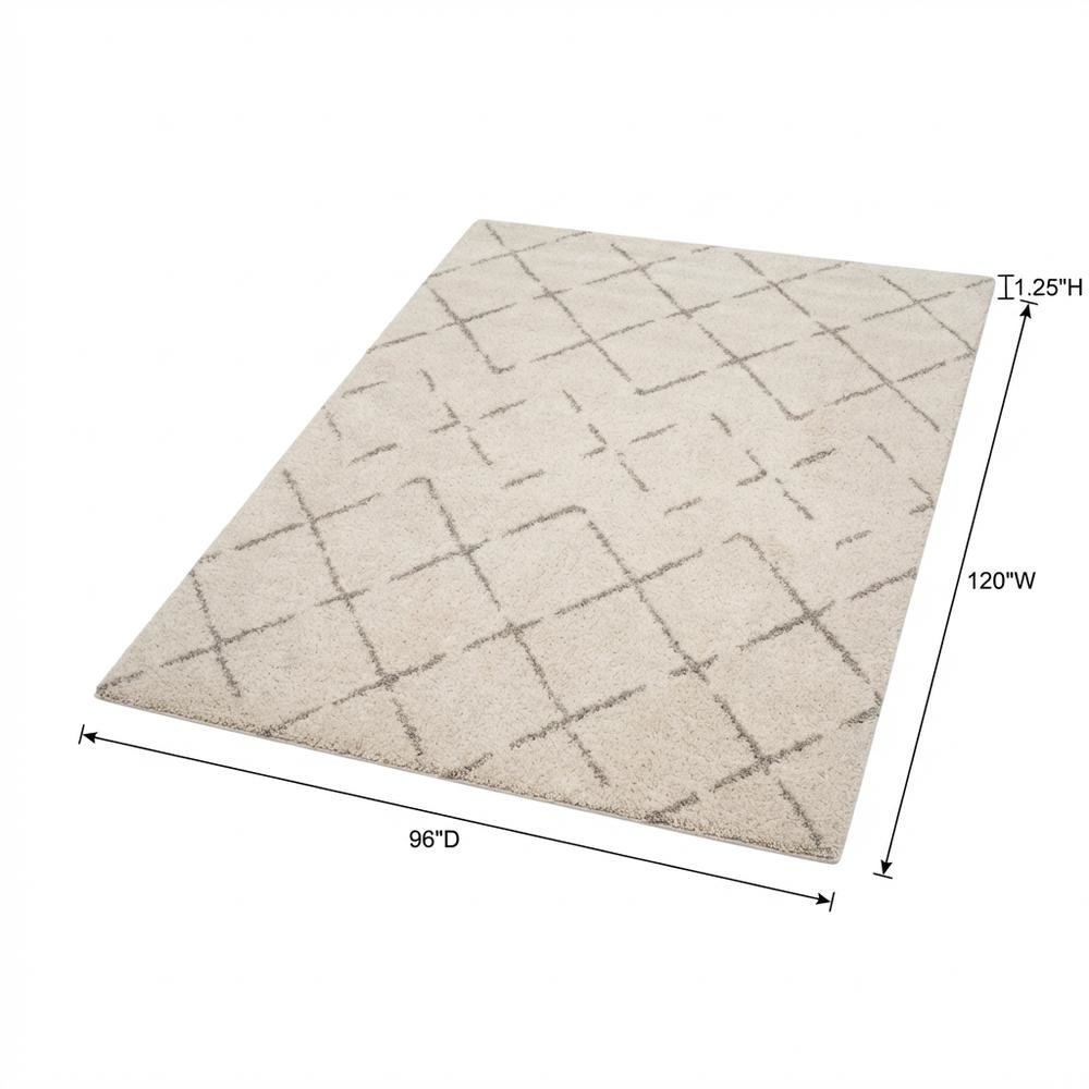 Ivory/Beige Area Rug with Power Loomed Large Rectangle Design for Living Room