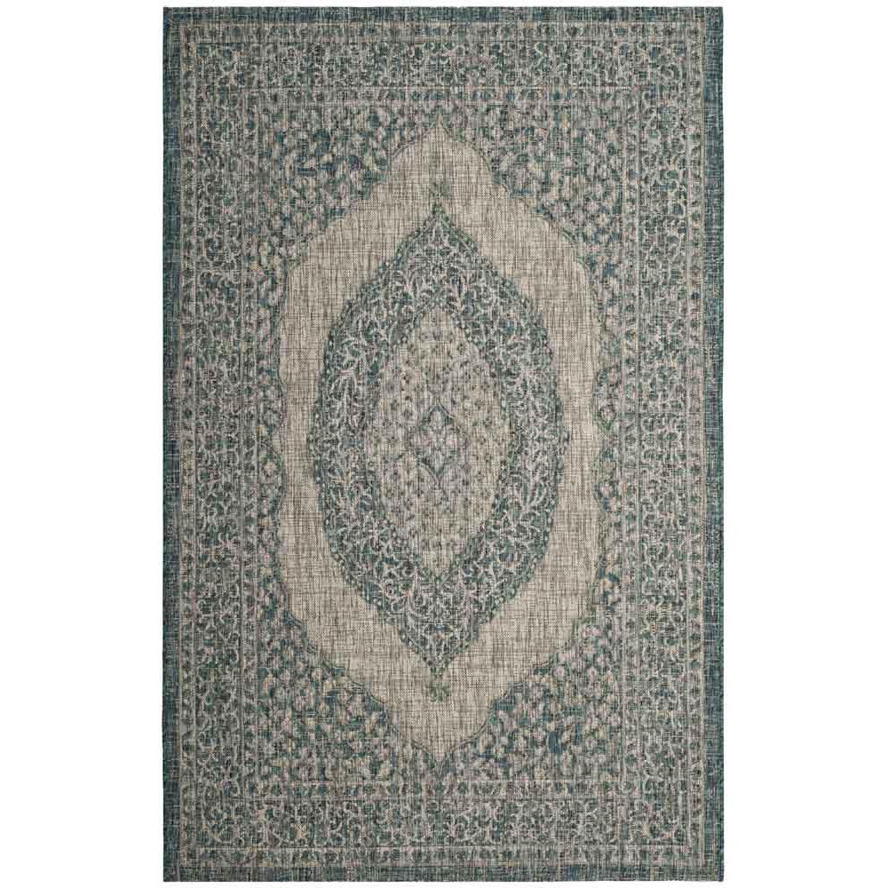 COURTYARD, LIGHT GREY / TEAL, 8' X 11', Area Rug, CY8751-37212-8