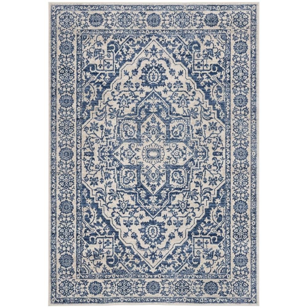 Navy and Light Grey Area Rug, Power Loomed Construction, Jute Backing, Rectangle