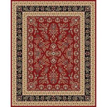 Red and Black Area Rug with Jute Backing and Power Loomed Construction
