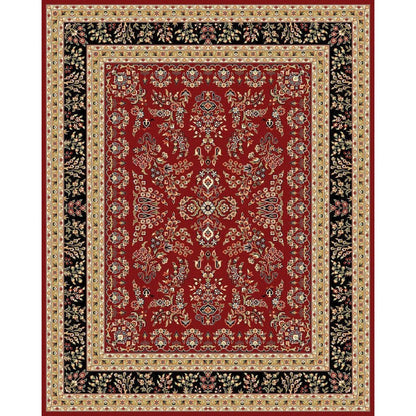 Red and Black Area Rug with Jute Backing and Power Loomed Construction
