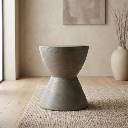 Contemporary Concrete Round Accent Table for Indoor/Outdoor Use