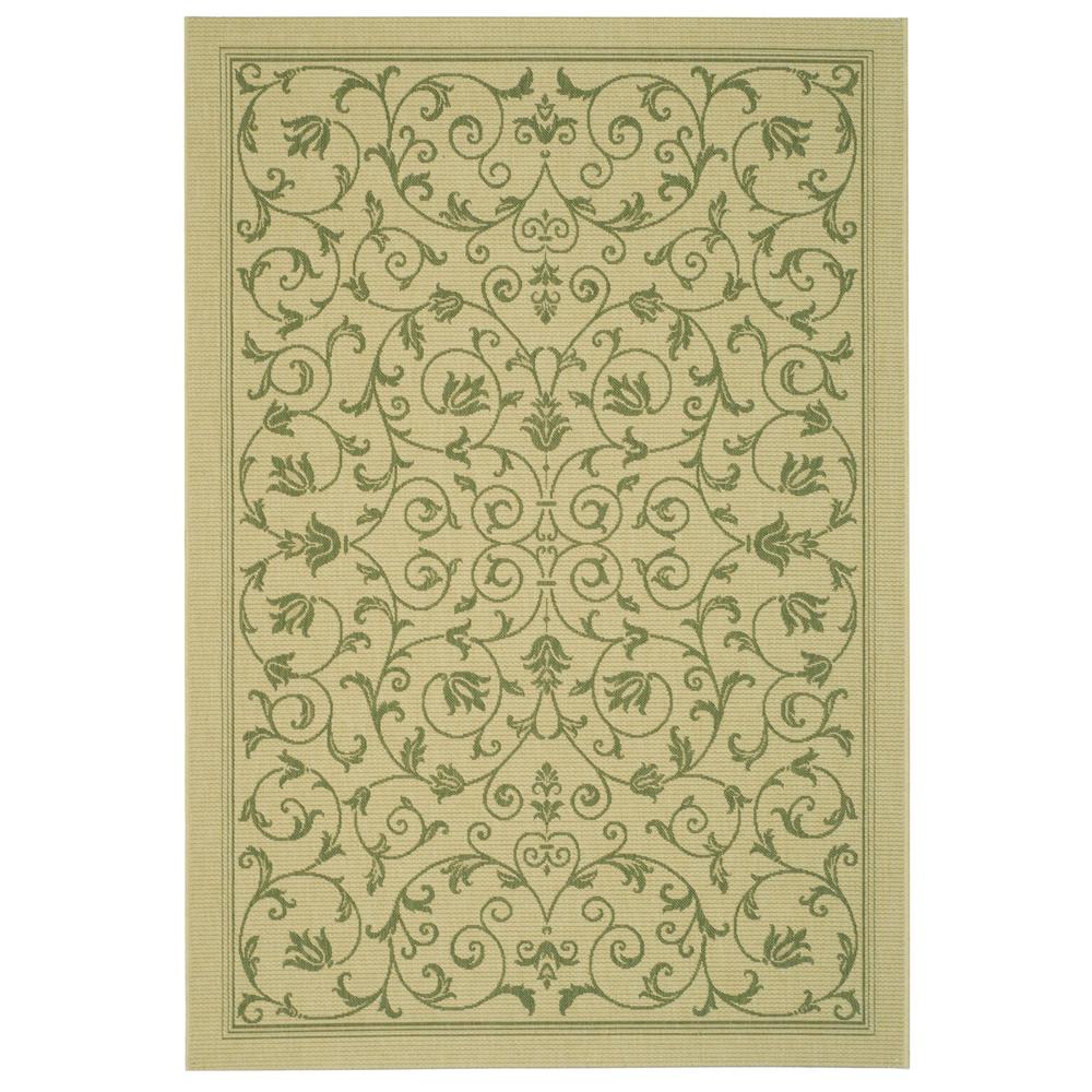 COURTYARD, NATURAL / OLIVE, 6'-7" X 6'-7" Round, Area Rug, CY2098-1E01-7R