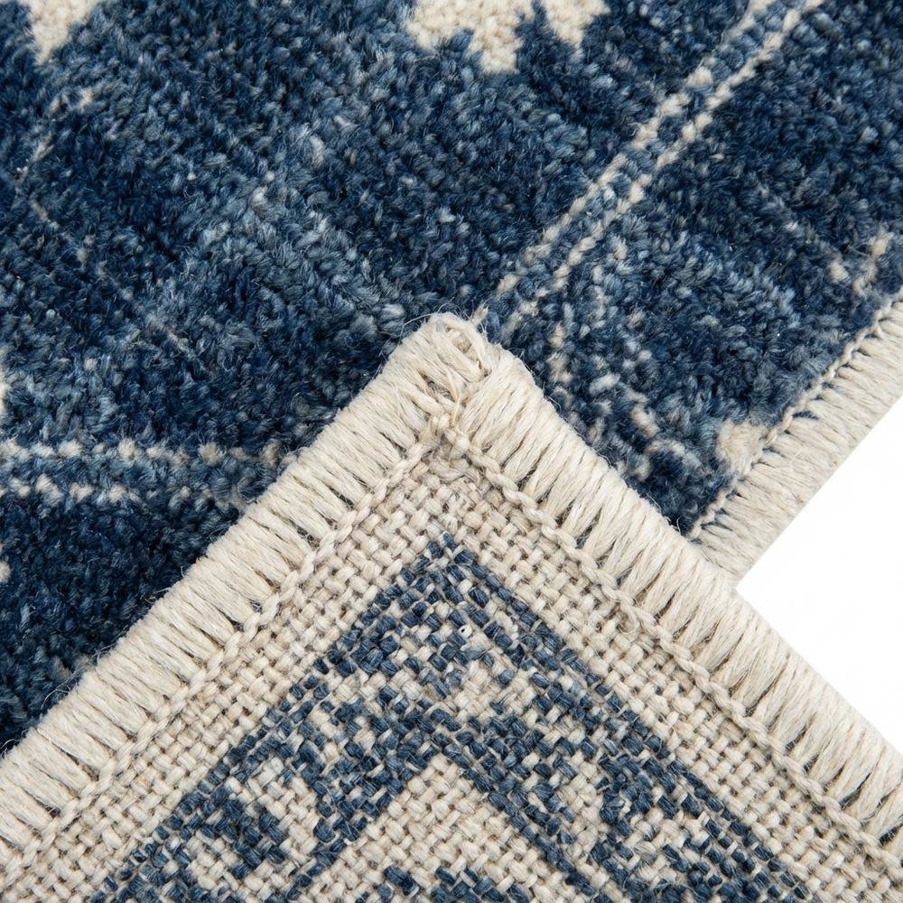 Navy and Light Grey Area Rug with Jute Backing and Power Loomed Construction