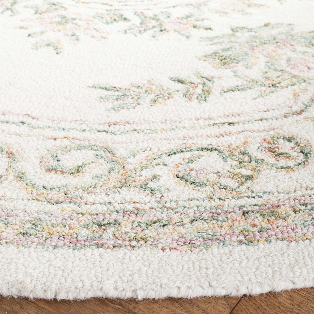 MICRO-LOOP, IVORY / FUCHSIA, 5' X 5' Round, Area Rug