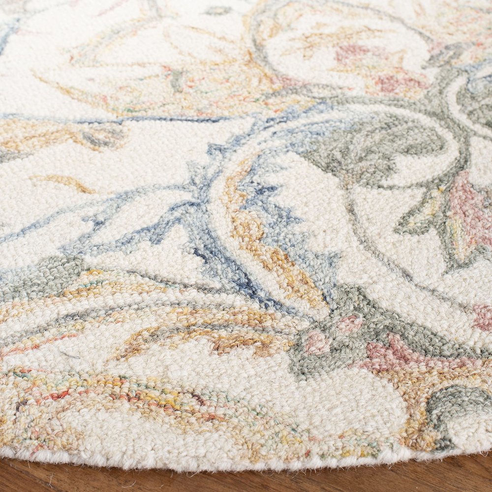 MICRO-LOOP, IVORY / BLUE, 5' X 5' Round, Area Rug, MLP901M-5R