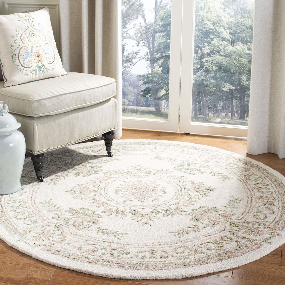 MICRO-LOOP, IVORY / FUCHSIA, 5' X 5' Round, Area Rug