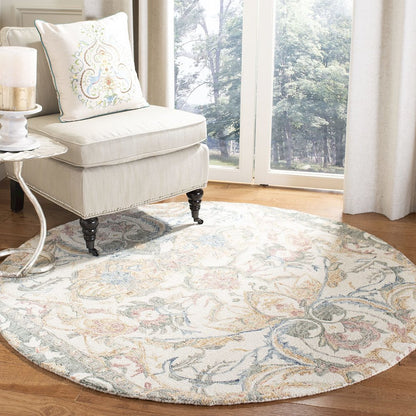 MICRO-LOOP, IVORY / BLUE, 5' X 5' Round, Area Rug, MLP901M-5R