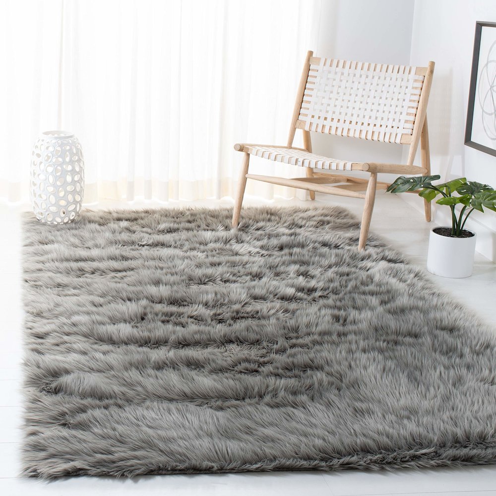 FAUX SHEEP SKIN, GREY, 6' X 9', Area Rug, FSS235D-6