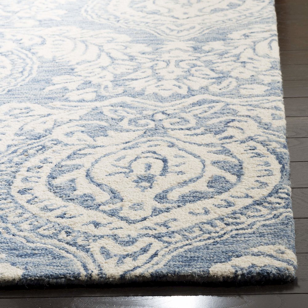 MICRO-LOOP, BLUE / IVORY, 5' X 5' Square, Area Rug, MLP512M-5SQ