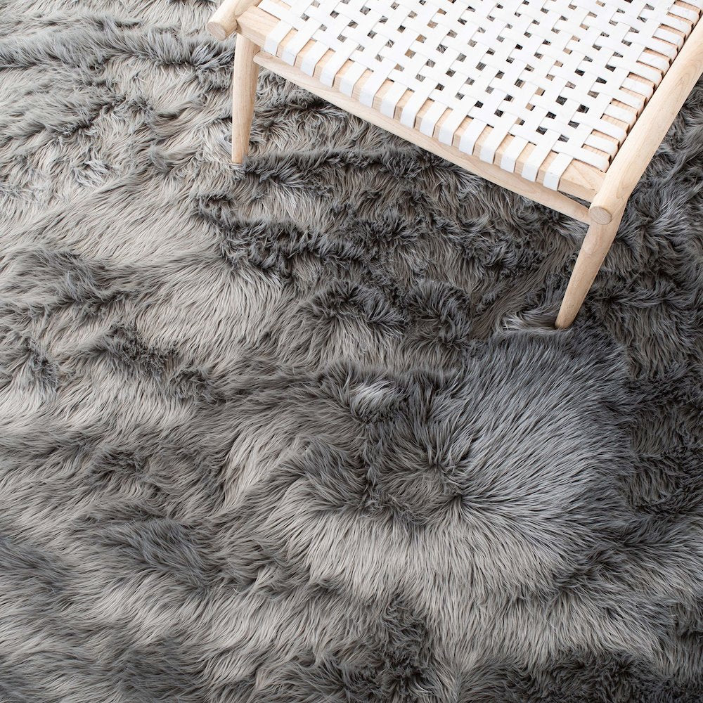 FAUX SHEEP SKIN, GREY, 6' X 9', Area Rug, FSS235D-6