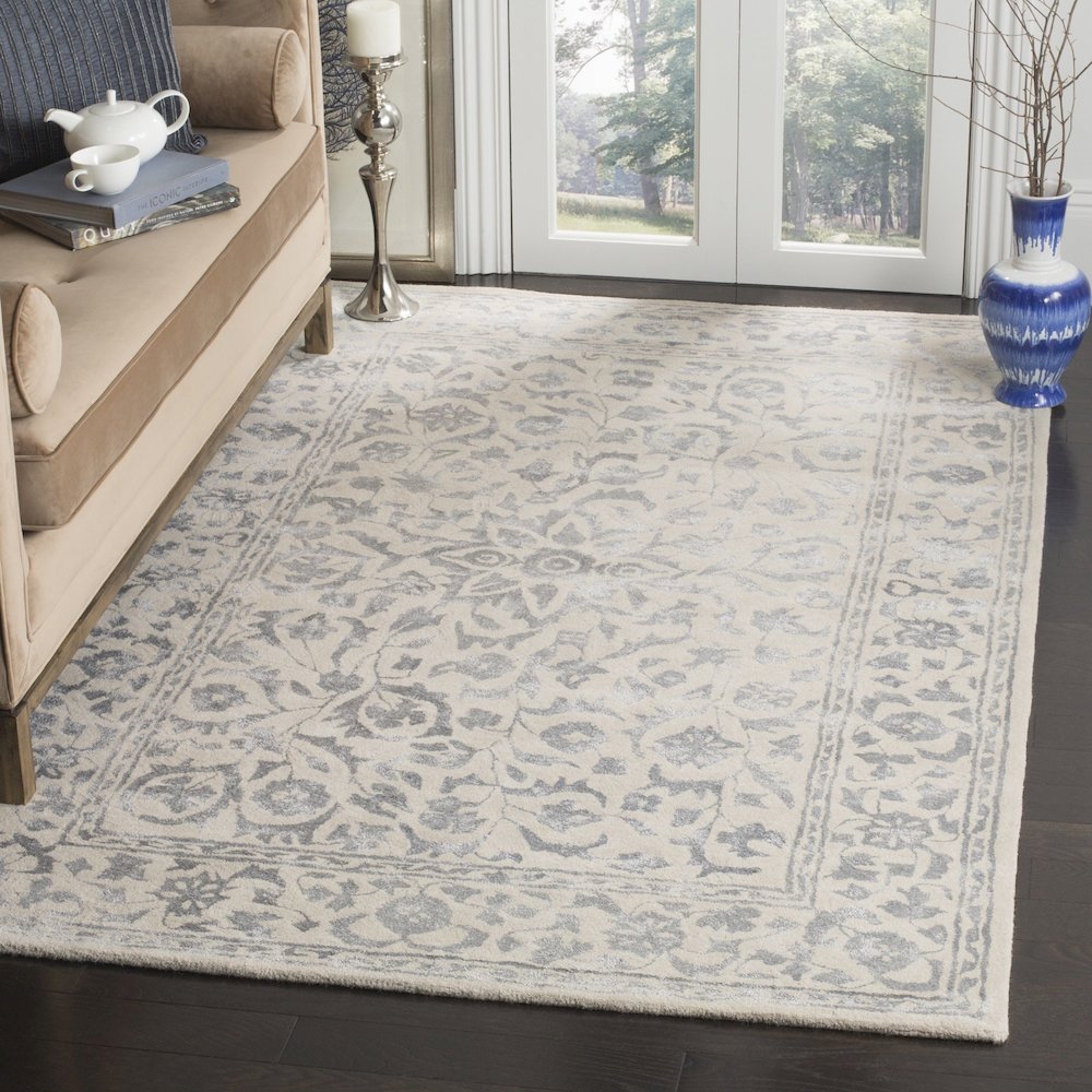 GLAMOUR, SILVER / IVORY, 6' X 6' Square, Area Rug, GLM515A-6SQ