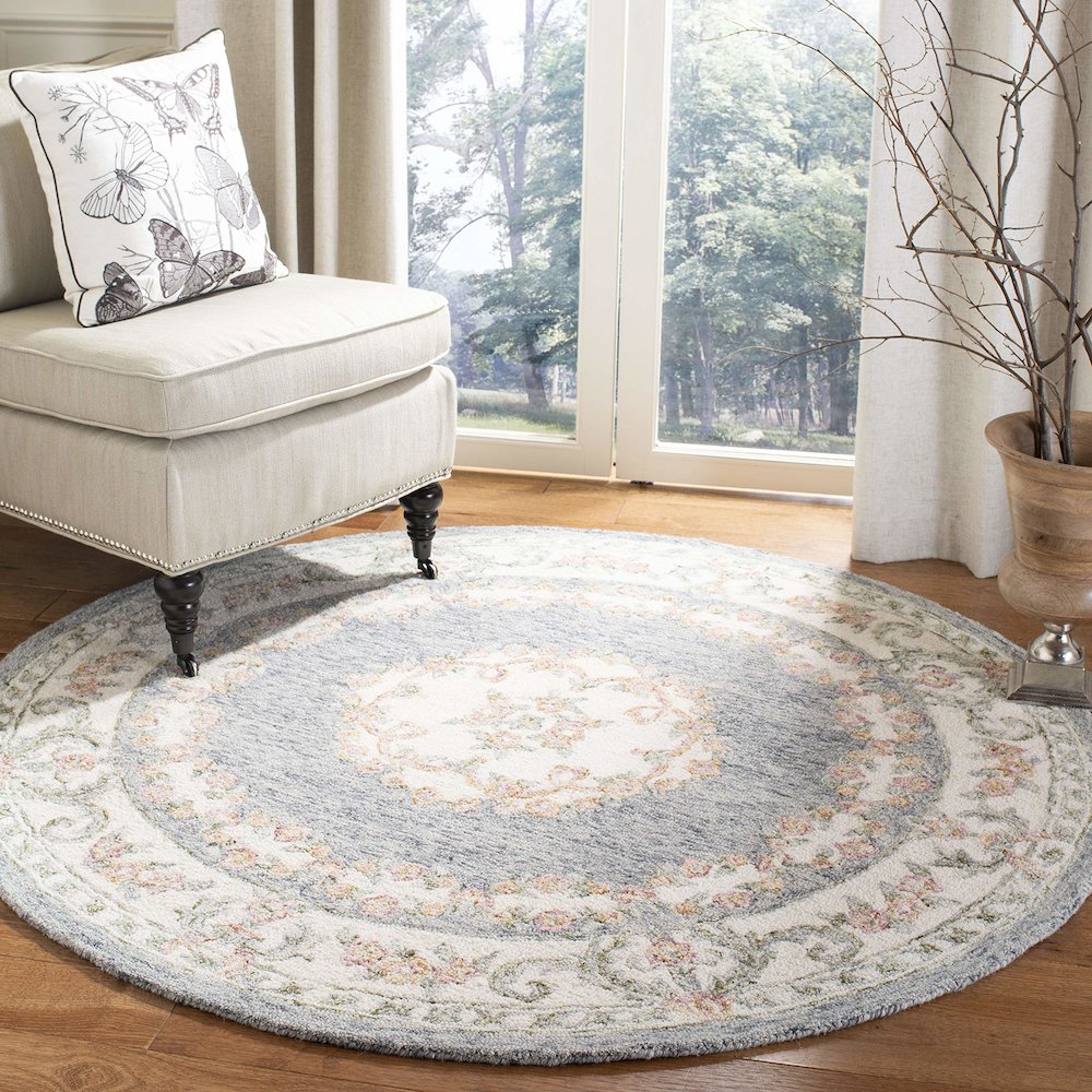 MICRO-LOOP, GREY / IVORY, 5' X 5' Round, Area Rug