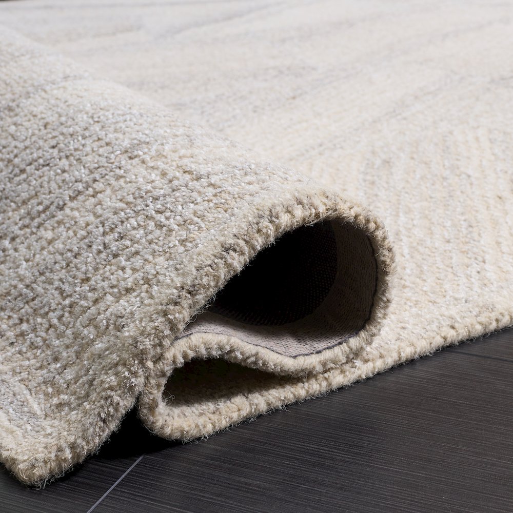 Abstract Overlapping Chevron Hand-Tufted Rug - Beige / Grey - 8'-0" X
