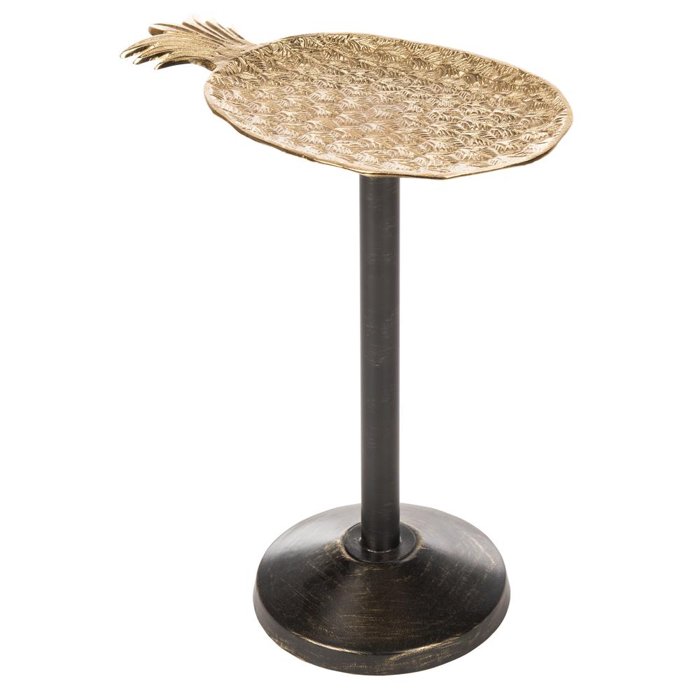 Luana Pinapple Top Accent Table, Gold/Antique Gold
