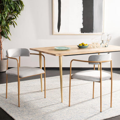 Camille Side Chair, Grey/Gold