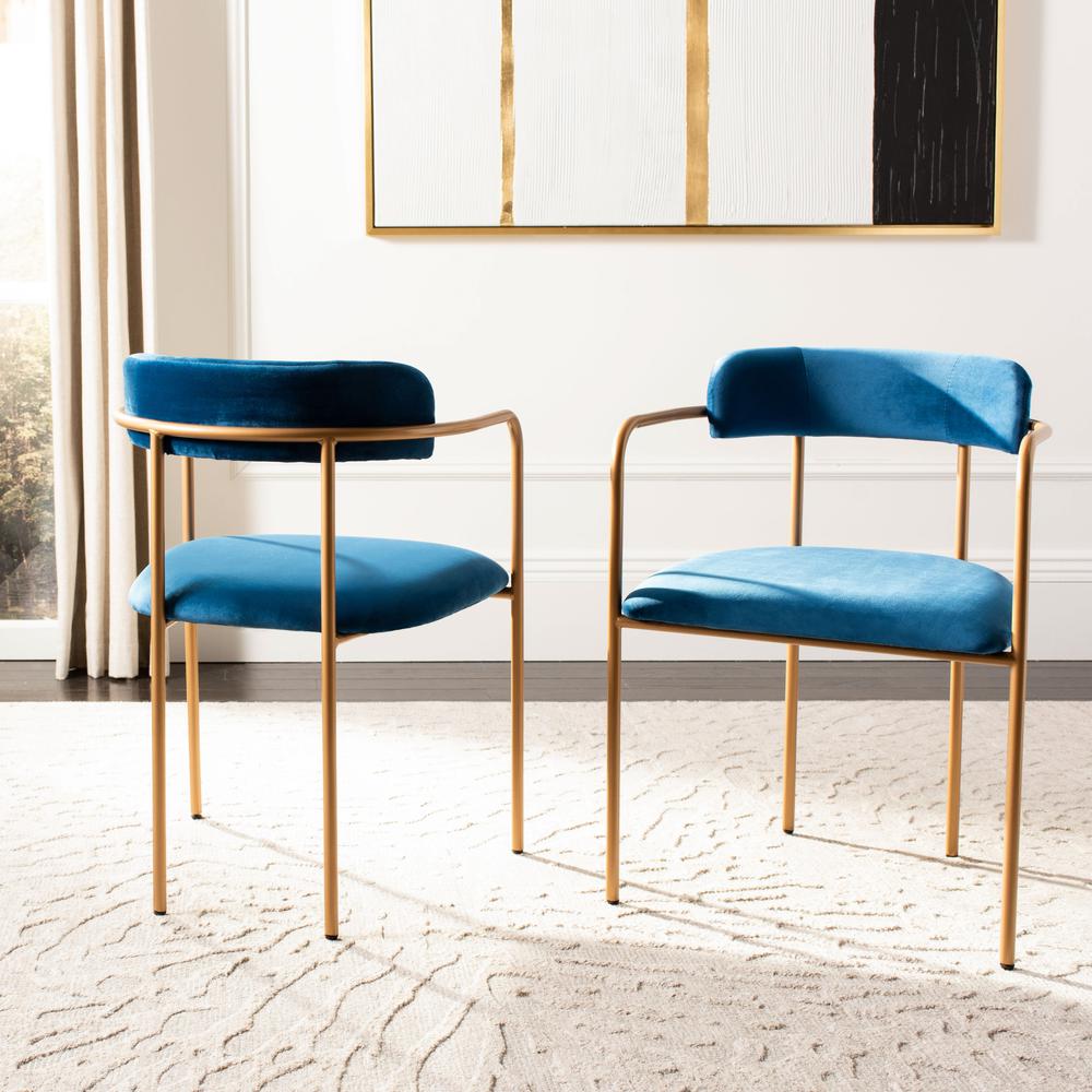 Camille Side Chair, Navy/Gold
