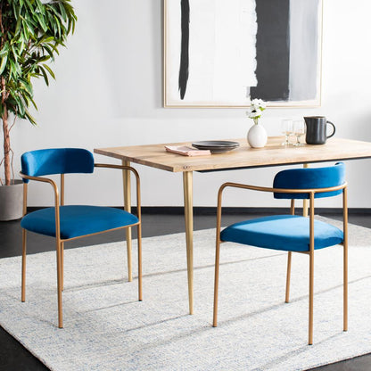 Camille Side Chair, Navy/Gold