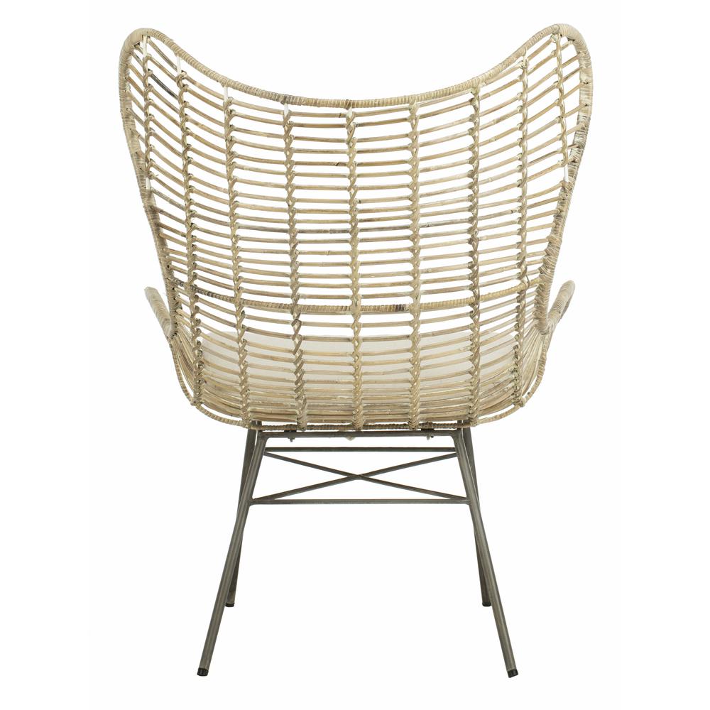 Malia Rattan Wingback Armchair, White Wash