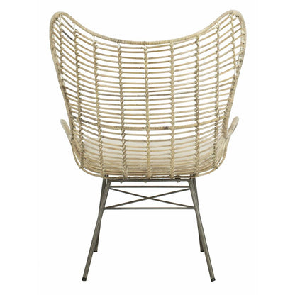 Malia Rattan Wingback Armchair, White Wash