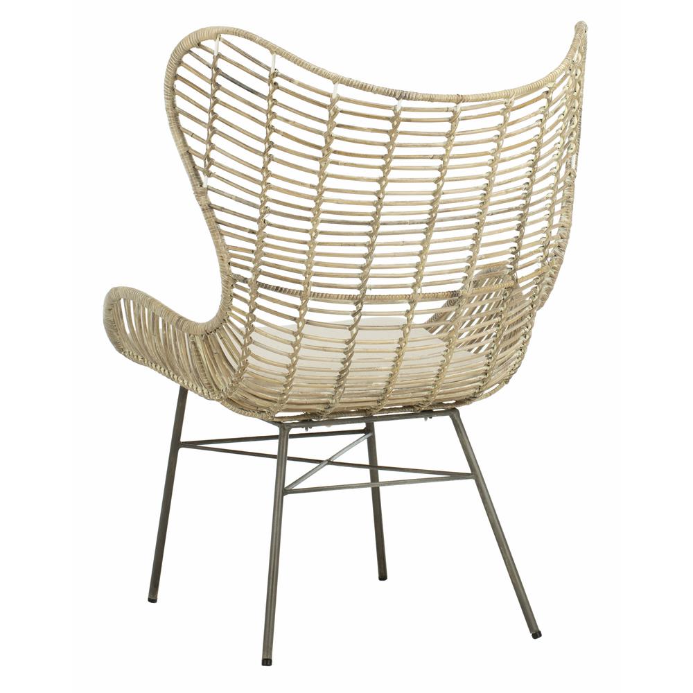 Malia Rattan Wingback Armchair, White Wash