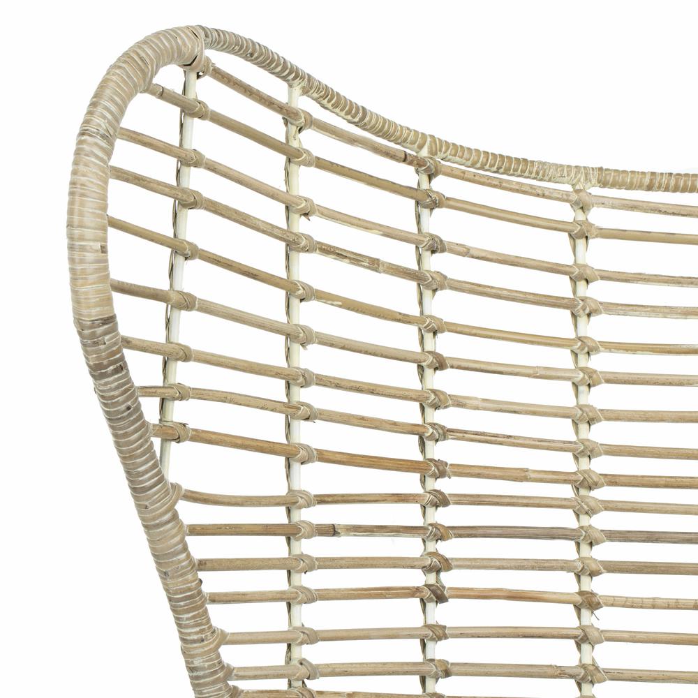 Malia Rattan Wingback Armchair, White Wash