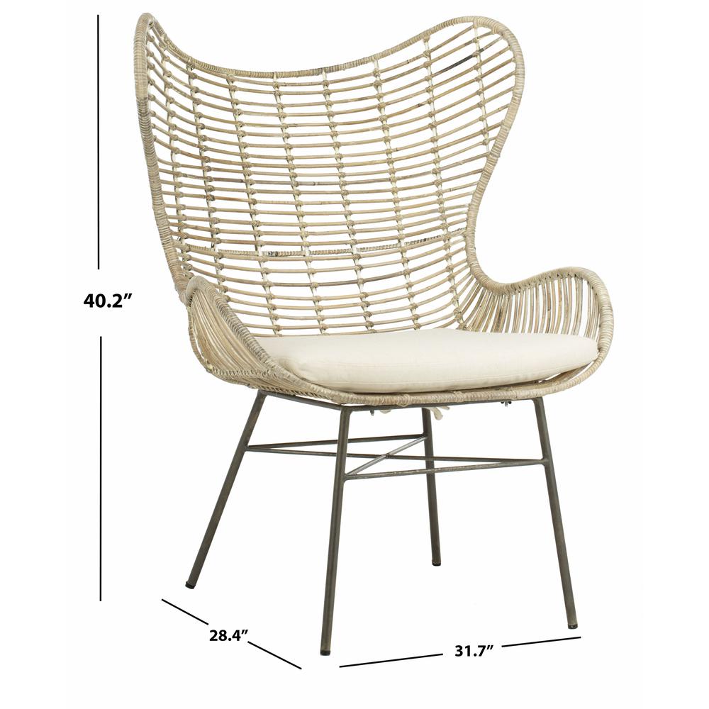 Malia Rattan Wingback Armchair, White Wash