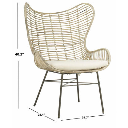 Malia Rattan Wingback Armchair, White Wash