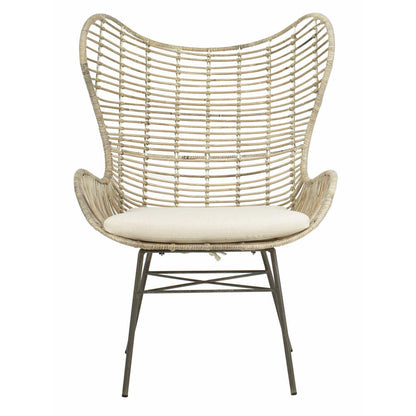 Malia Rattan Wingback Armchair, White Wash