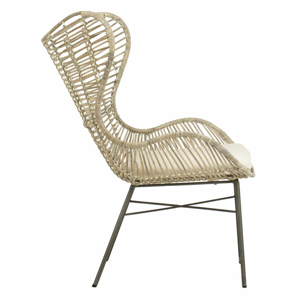 Malia Rattan Wingback Armchair, White Wash