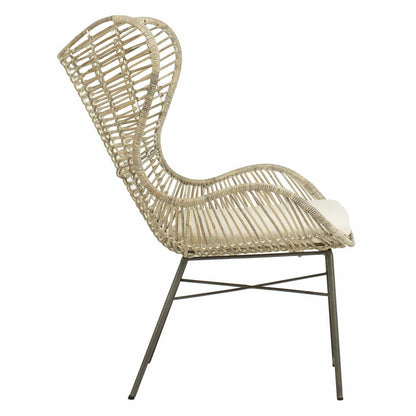 Malia Rattan Wingback Armchair, White Wash