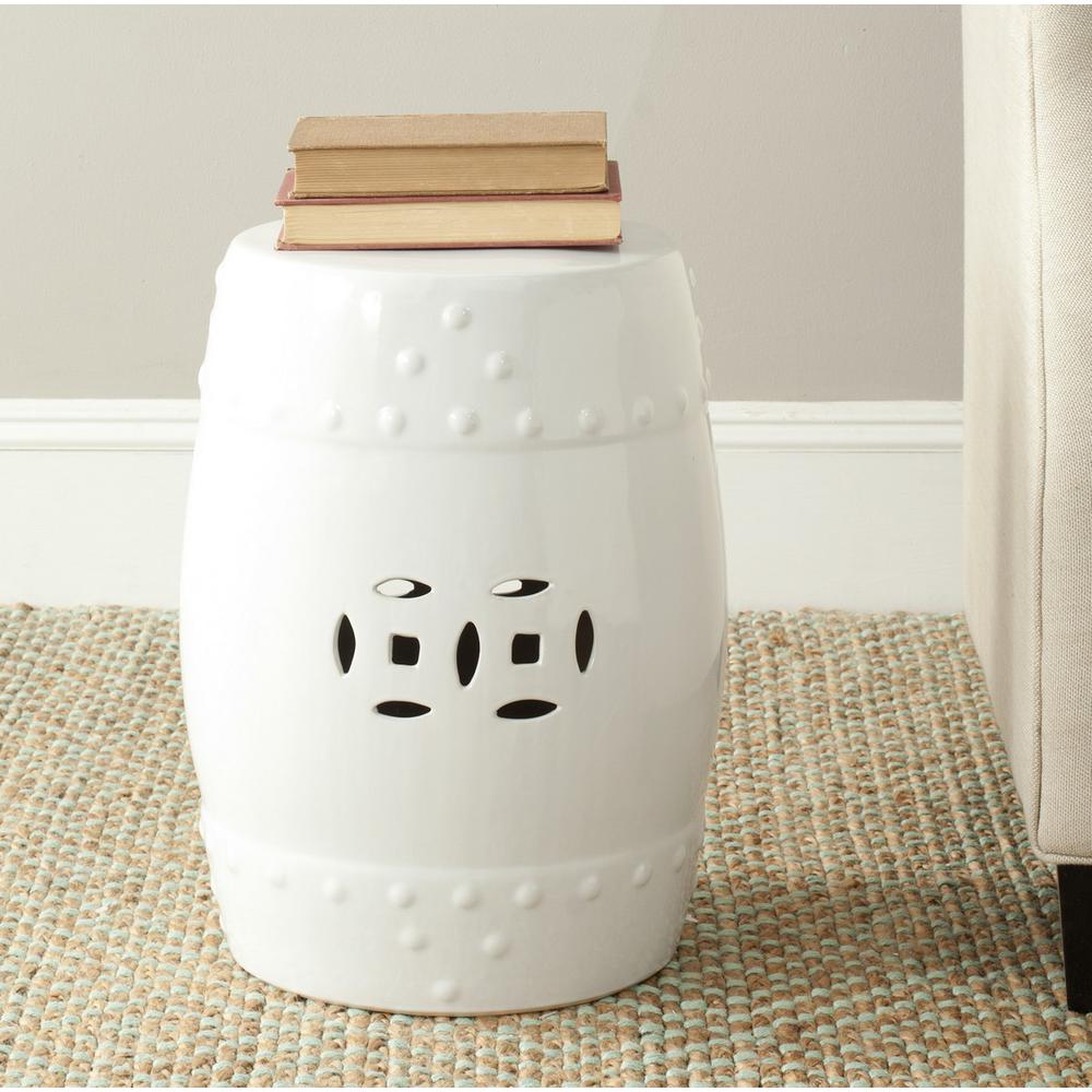 WHITE MODERN MING GARDEN STOOL