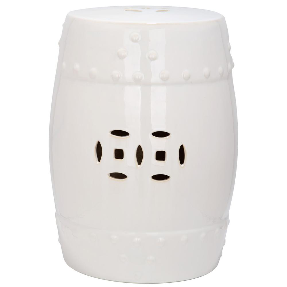 CREAM MODERN MING GARDEN STOOL