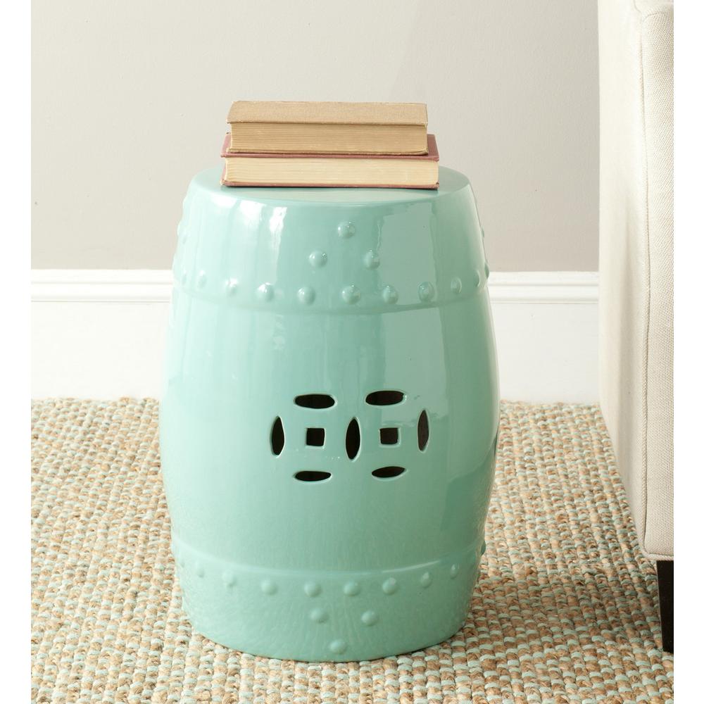 LIGHT AQUA MODERN MING GARDEN STOOL