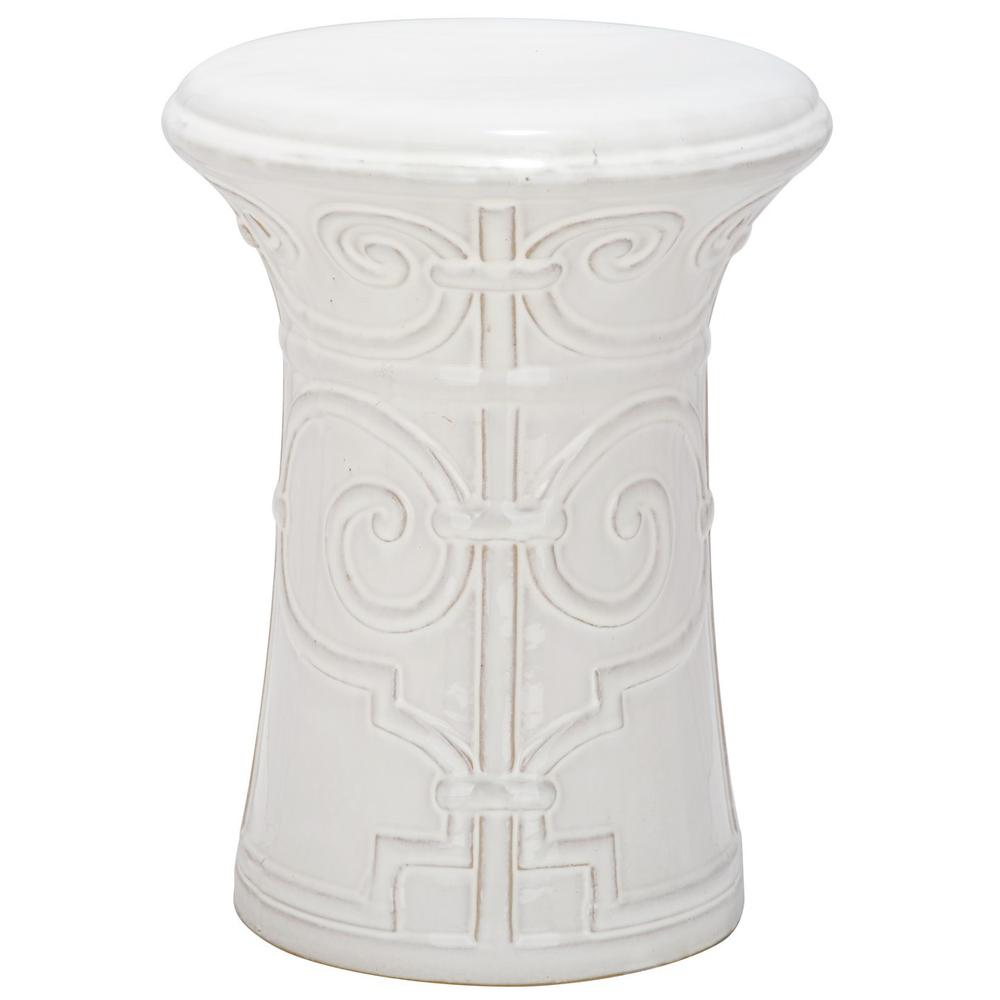 WHITE IMPERIAL SCROLL GARDEN STOOL
