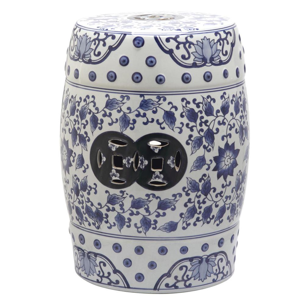 Tao Ceramic Decorative Garden Stool, Blue and White