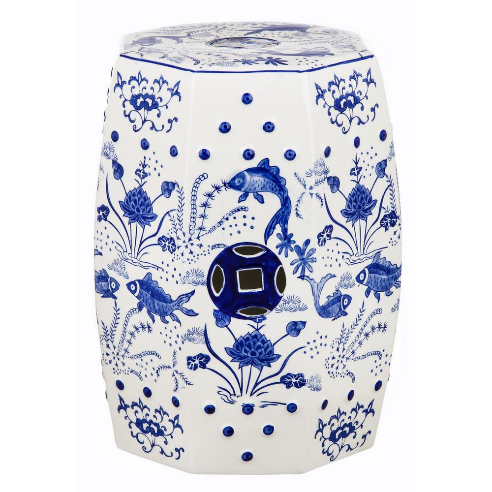 Cloud 9 Chinoiserie Garden Stool, Blue