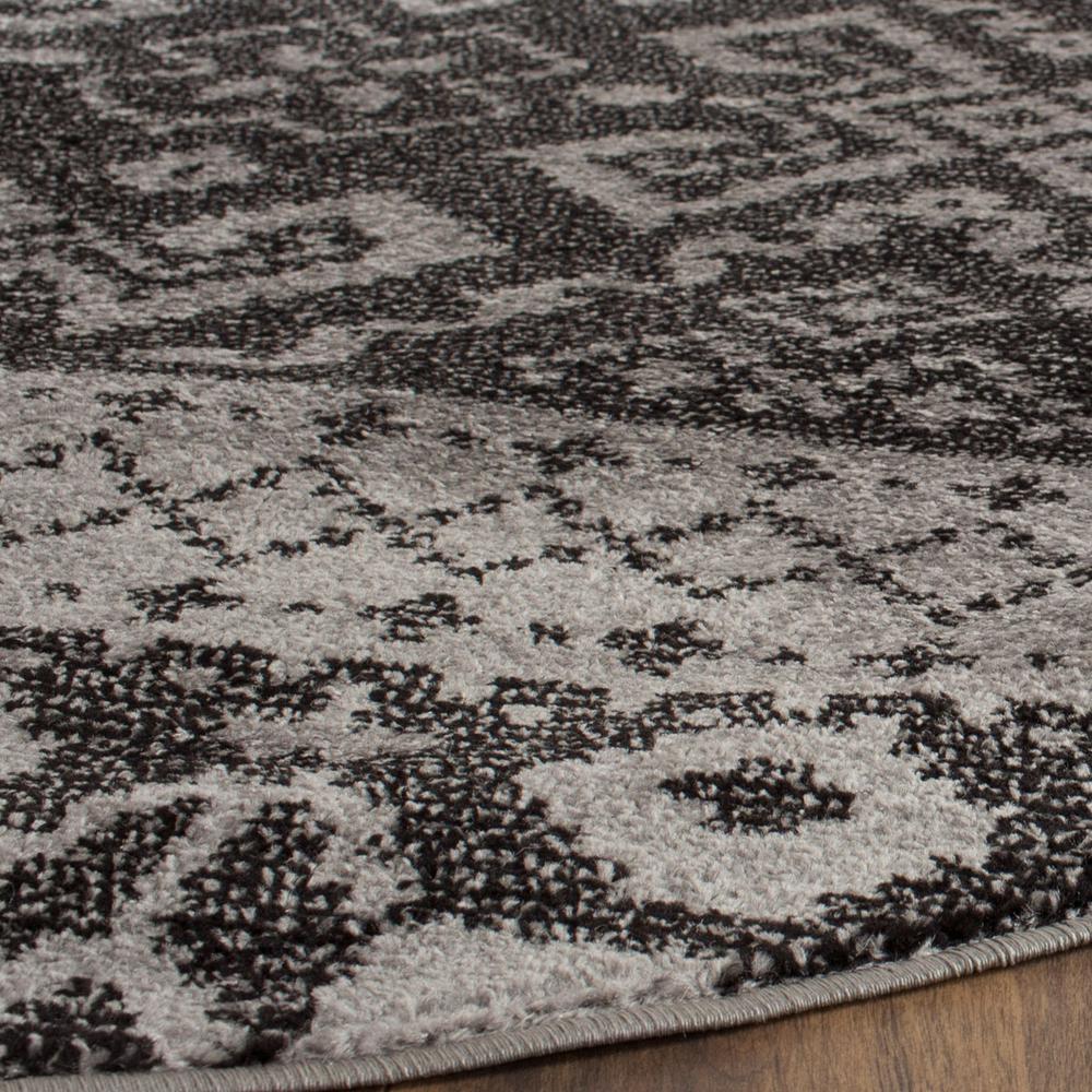 Adirondack, SILVER / BLACK, 4' X 4' Round, Area Rug, ADR107A-4R